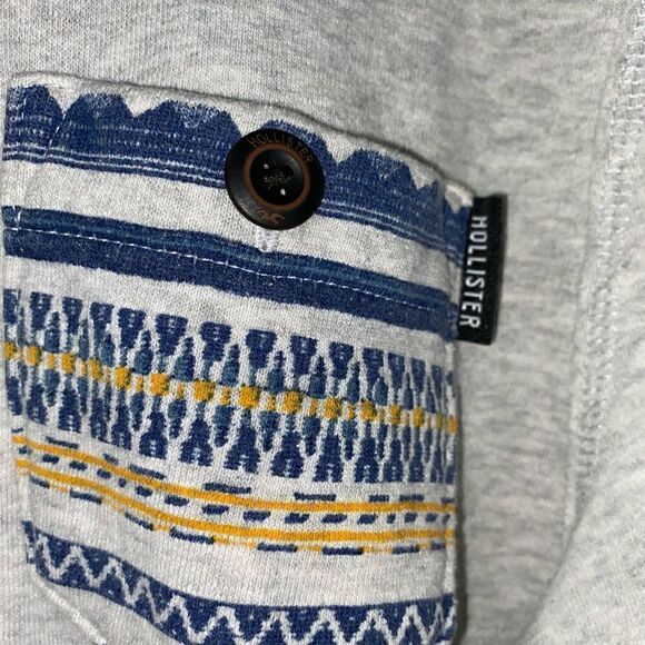 Hollister pullover hoodie w/drawstring & front pockets grey sz small men - Picture 4 of 7